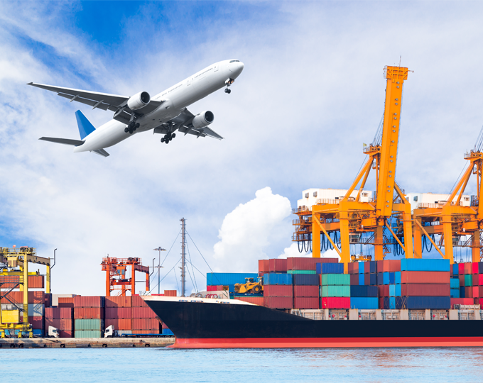 Comprehensive transportation options, including air and ocean freight. 
